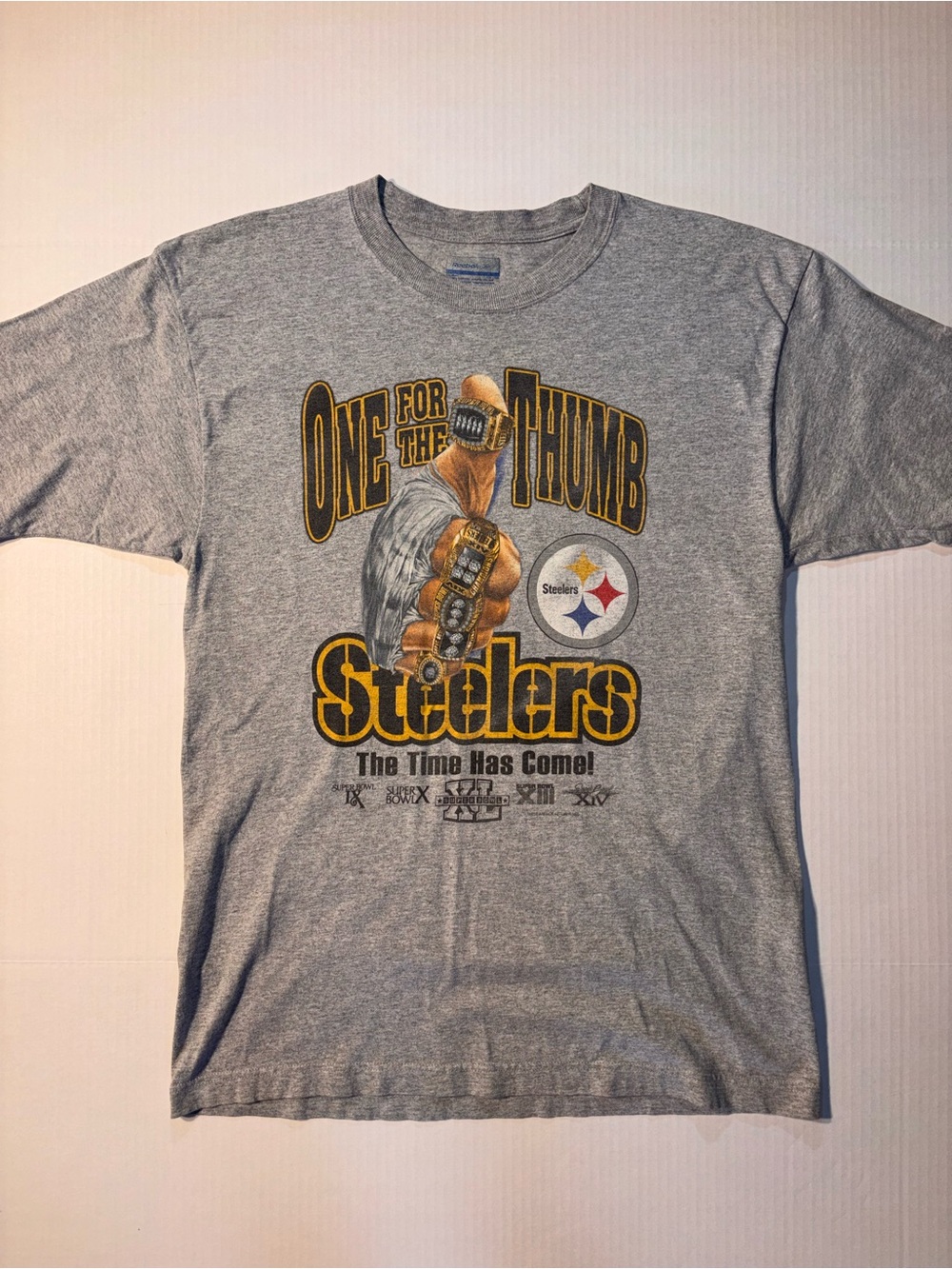 Vtg Reebok Pittsburgh Steelers NFL Super Bowl Champions Rings T-shirt Sz Medium